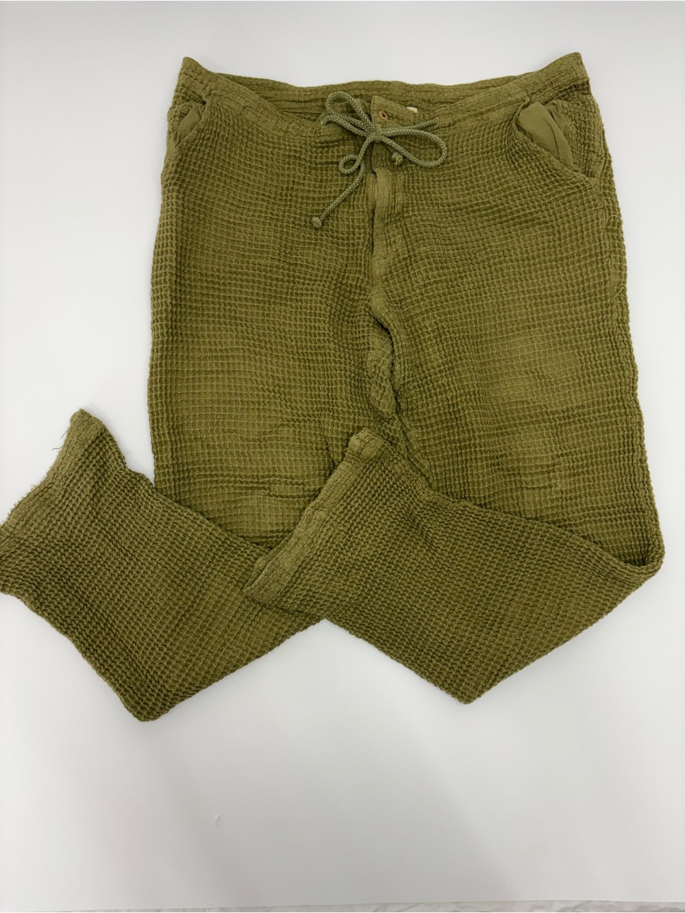DONNI. Olive Green Waffle-Knit Pants